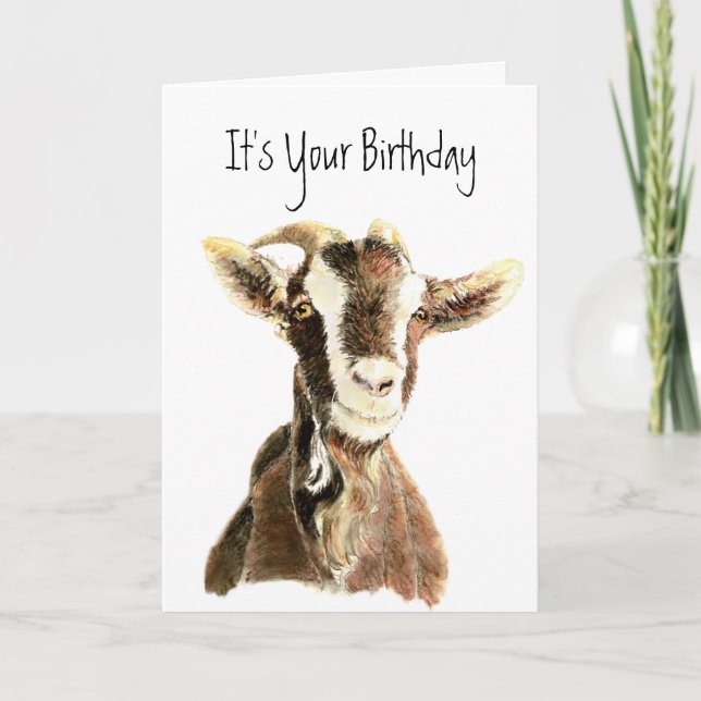 Funny Birthday, Over the Hill, Old Goat Humour Card (Front)