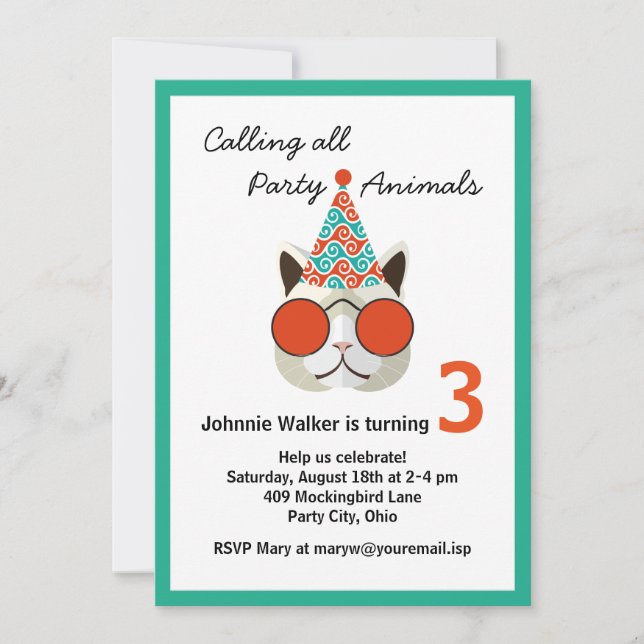 Funny Birthday Party Animal - All Ages Invitation (Front)