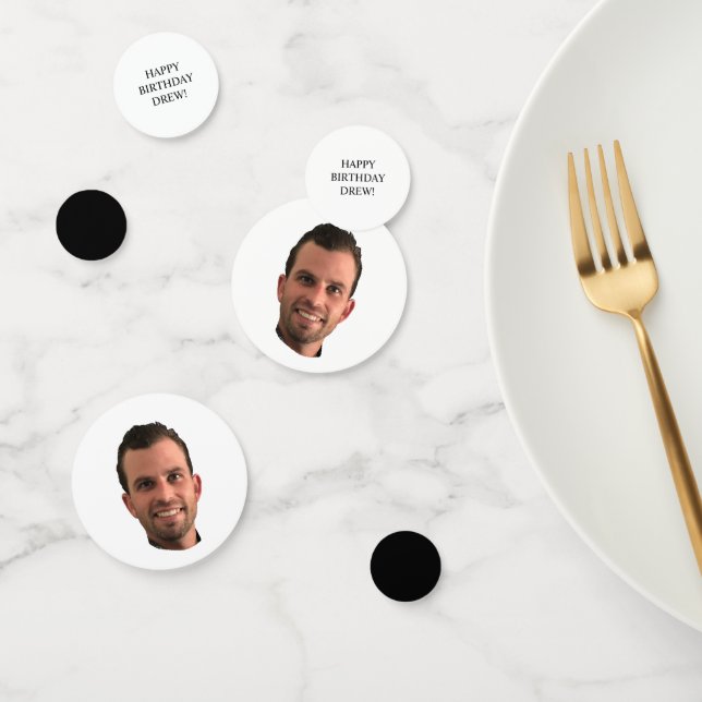 Funny Birthday Party Face Black and White Custom Confetti (Group)