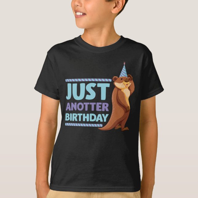 Funny Birthday Party Gift Kids Sea Otter Animal T-Shirt (Front)