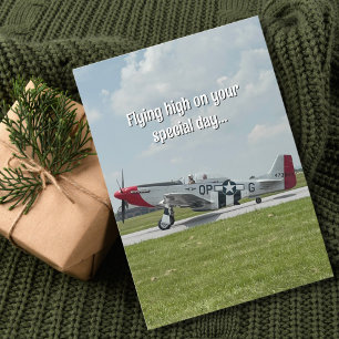 Funny Birthday Pilot P-51 Mustang Airplane Photo Card