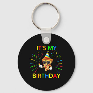Funny Birthday Pizza Party Quote Key Ring