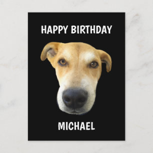 Funny Birthday Puppy Dog Face Personalised Postcard