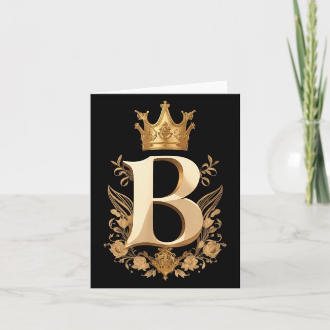 Funny Birthday Queen B - Letter B And Crown (bee)  Card (Front)