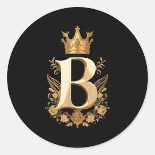 Funny Birthday Queen B - Letter B And Crown (bee) Classic Round Sticker