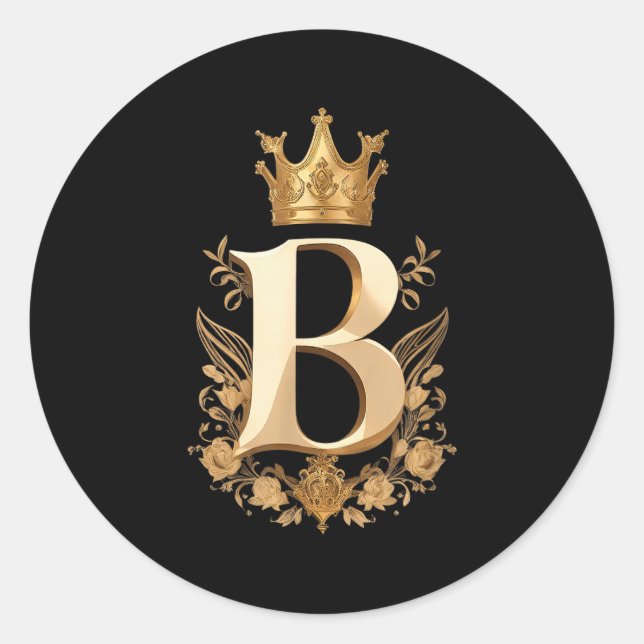 Funny Birthday Queen B - Letter B And Crown (bee)  Classic Round Sticker (Front)