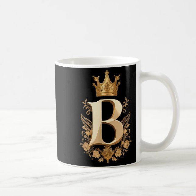 Funny Birthday Queen B - Letter B And Crown (bee)  Coffee Mug (Right)