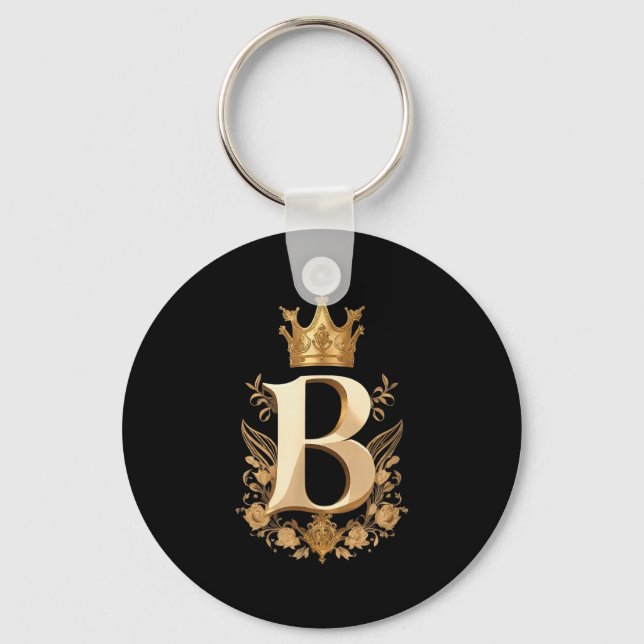 Funny Birthday Queen B - Letter B And Crown (bee)  Key Ring (Front)