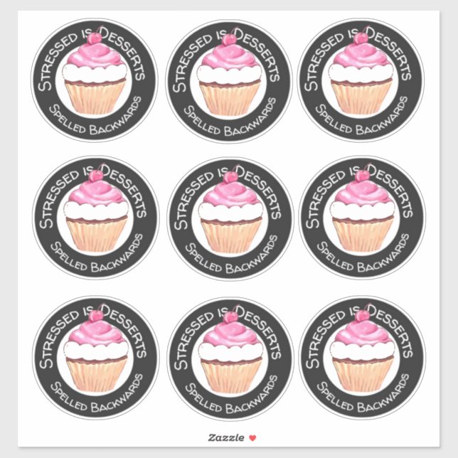 Funny Birthday Quote Stickers Pink Cupcakes (Sheet)