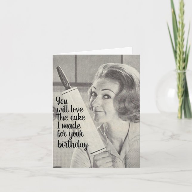 Funny Birthday. Rolling Pin dangerous. Card (Front)