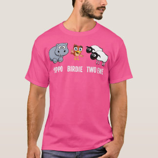 Funny Birthday Shirt Hippo Birdie Two Ewe pun 
