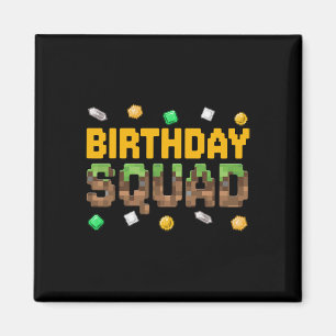 Funny Birthday Squad Birthday Boy Video Game Pixel Magnet