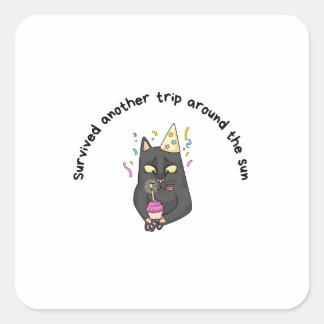 Funny Birthday Square Sticker