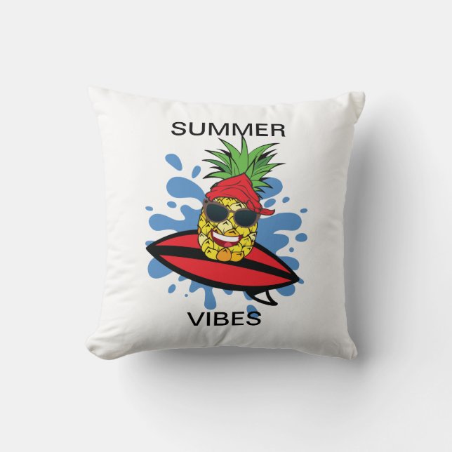 Funny Birthday Surfing Pineapple Cushion (Front)