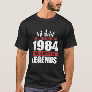 Funny Birthday T Shirt Life Begins at 1984 The