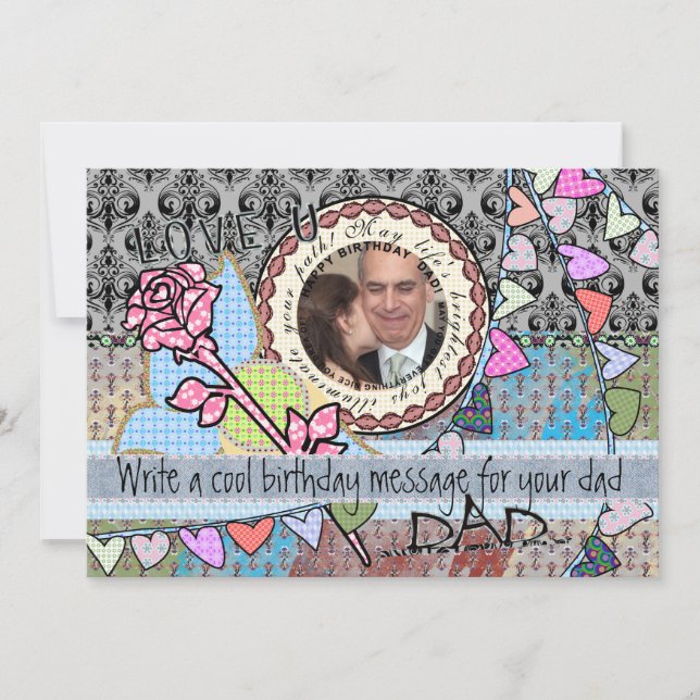 Funny birthday template photo card - dad (Front)