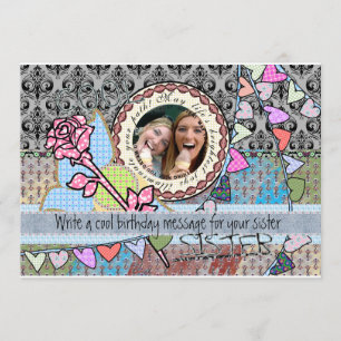Funny birthday template photo card - Sister