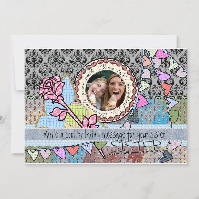 Funny birthday template photo card - Sister (Front)