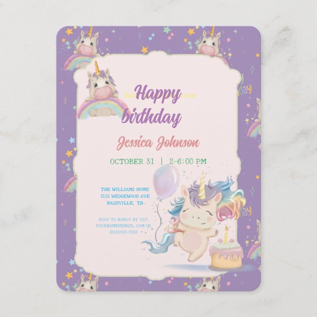 Funny Birthday Unicorn Enclosure Card (Front)