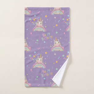 Funny Birthday Unicorn Hand Towel