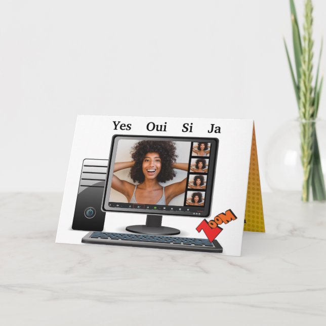 Funny Birthday Video Conference Call Satire Card (Front)