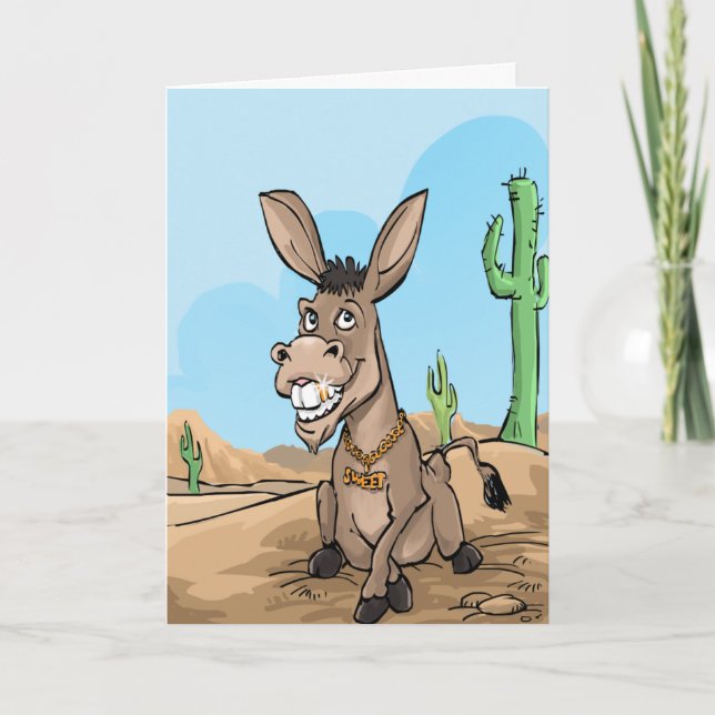 Funny Birthday Wishes - Sweet Donkey Card (Front)