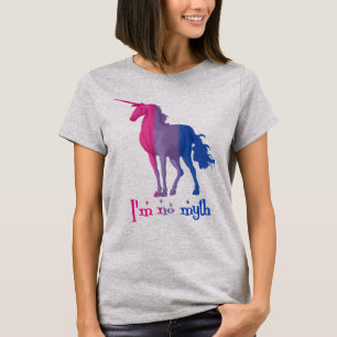 Funny Bisexual Flag Colours Unicorn "I'm No Myth" T-Shirt