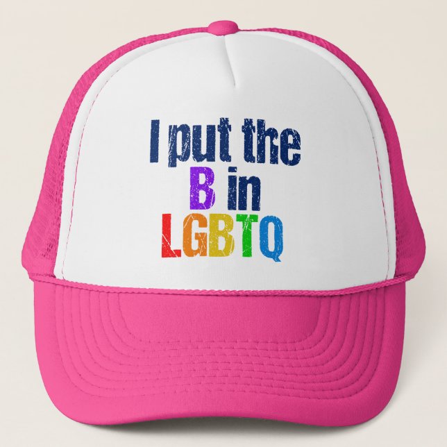 Funny Bisexual LGBTQ Rainbow Humour Quote Trucker Hat (Front)
