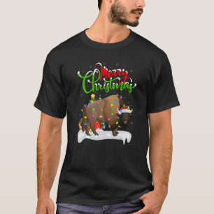 Funny Bison Animal Lover Xmas Lighting Bison Chris T-Shirt