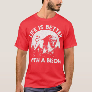 Funny Bison Design For Men Women Kids Buffalo Biso T-Shirt