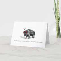 Funny Bison Folded Holiday Card