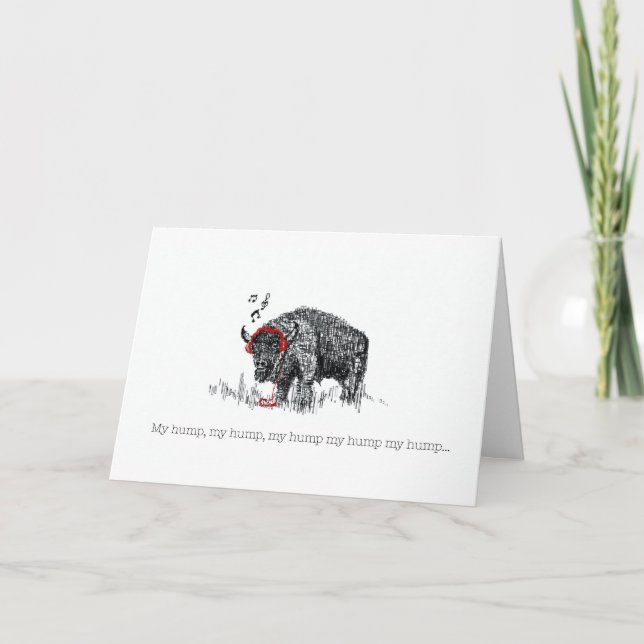 Funny Bison Folded Holiday Card (Front)