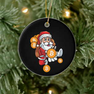 Funny Bitcoin Santa Matching Crypto Christmas    Ceramic Tree Decoration