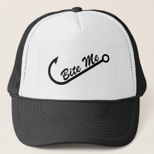 Funny "Bite Me" & Fish Hook Trucker Hat