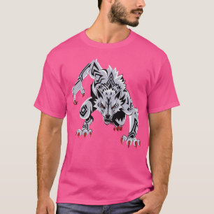 Funny Black Aggressive Wolf Red Eyes Werewolf T-Shirt