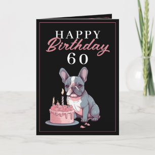 Funny Black and Pink Bulldog Husband Birthday Card