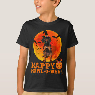 Funny Black And Tan Coonhound Dog Halloween Happy T-Shirt