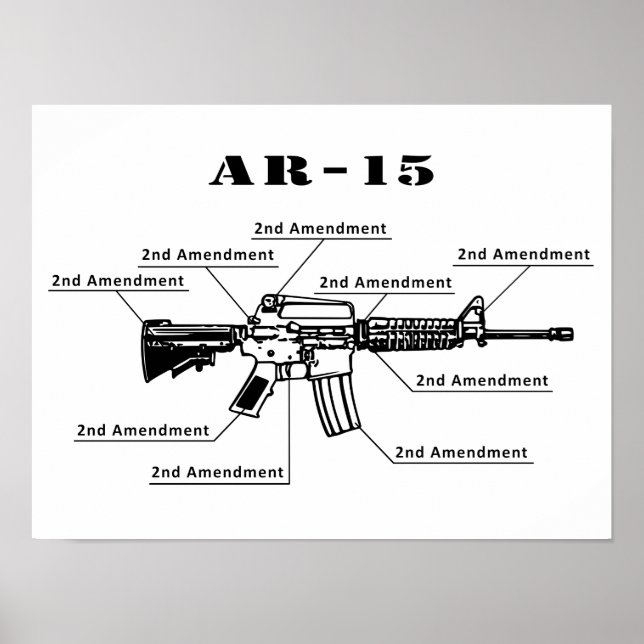 Funny Black and White AR-15 Poster (Front)