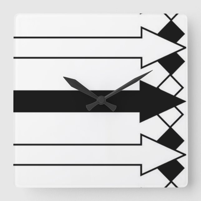 Funny Black and White Arrows Stripes Clock (Front)