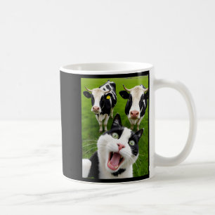Funny Black And White Cat Cow Selfie  Coffee Mug