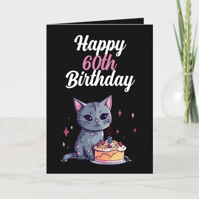 Funny Black and White Cat Husband 60th Birthday Card (Front)