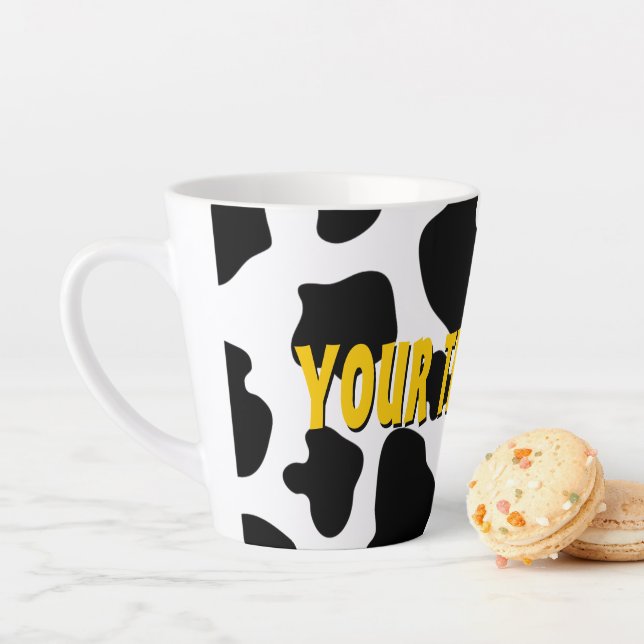 Funny black and white cow spots latte mug gift (In Situ)