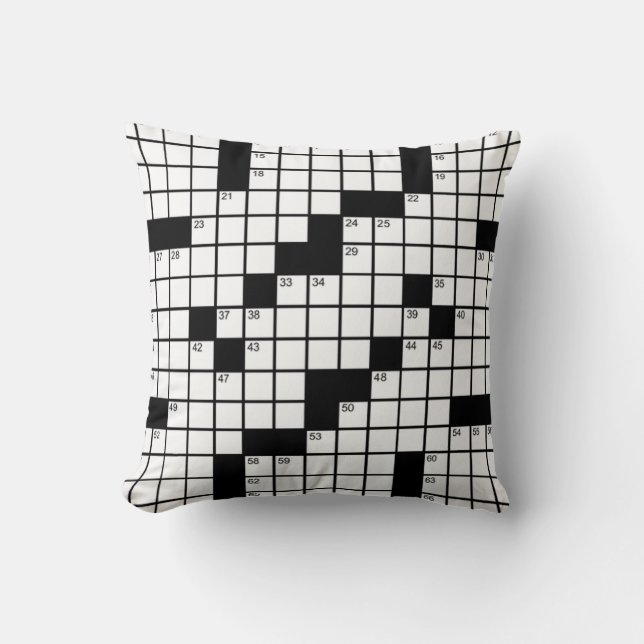 Funny Black and White Crossword Puzzle Game Cushion (Front)