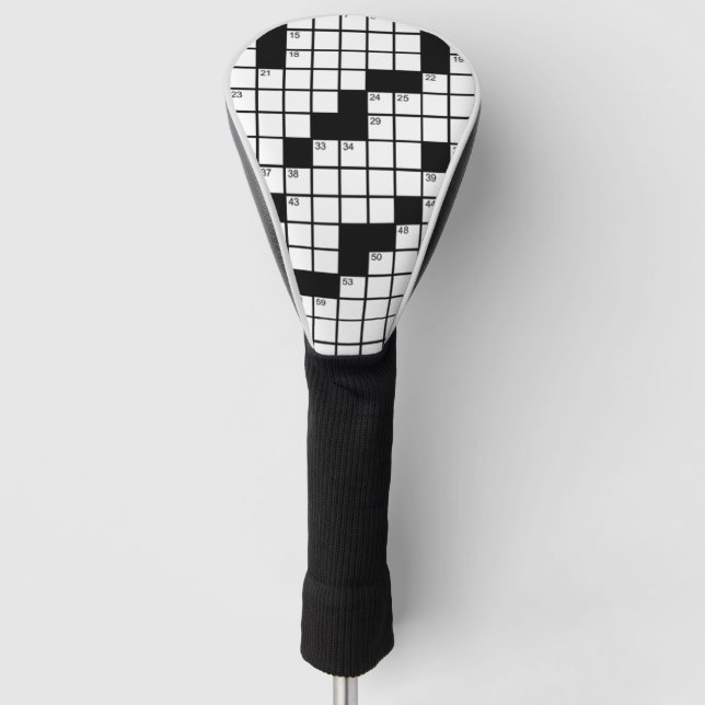 Funny Black and White Crossword Puzzle Game Golf Head Cover (Front)