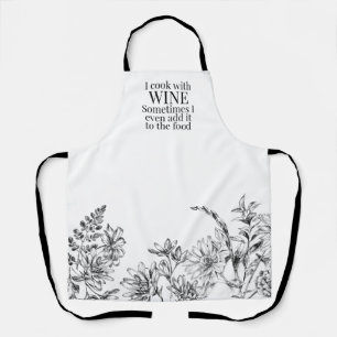 Funny Black and White Floral Wine Apron