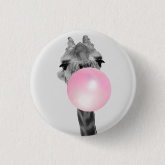 Funny Black and White Giraffe with Bubble Gum 3 Cm Round Badge