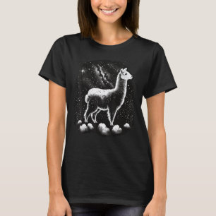 Funny Black and White Llama minimalistic Alpaca T-Shirt