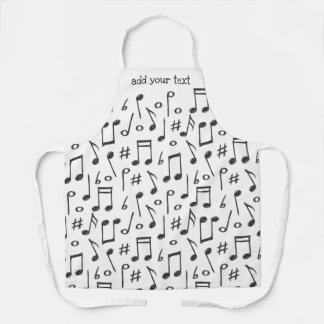 Funny Black and White Music Musical Notes Pattern Apron
