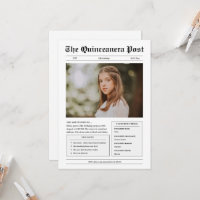 Funny black and white newspaper photo Quinceanera