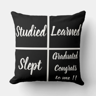 Funny Black And White Squares Graduation Cushion